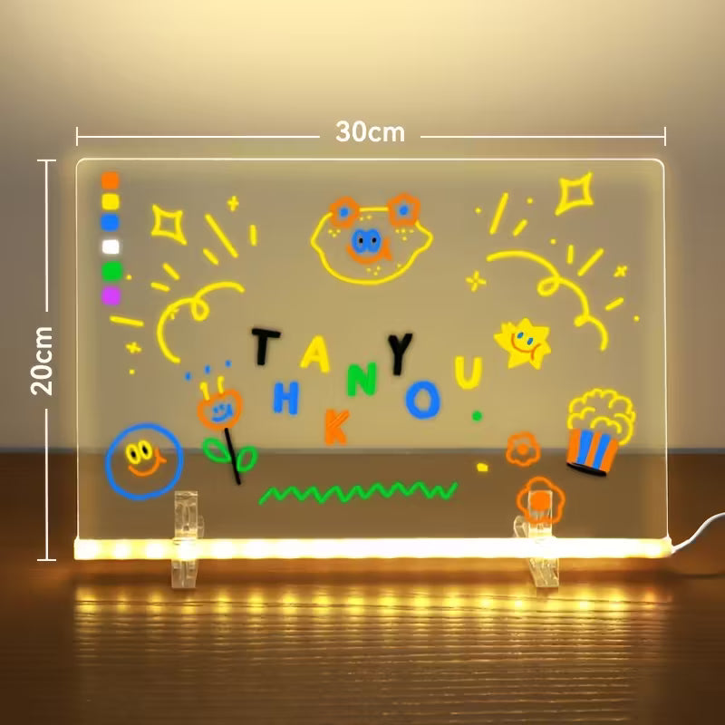 Tablă de desen LED, tablă acrilică luminoasă 29,9 x 20,9 cm cu suport