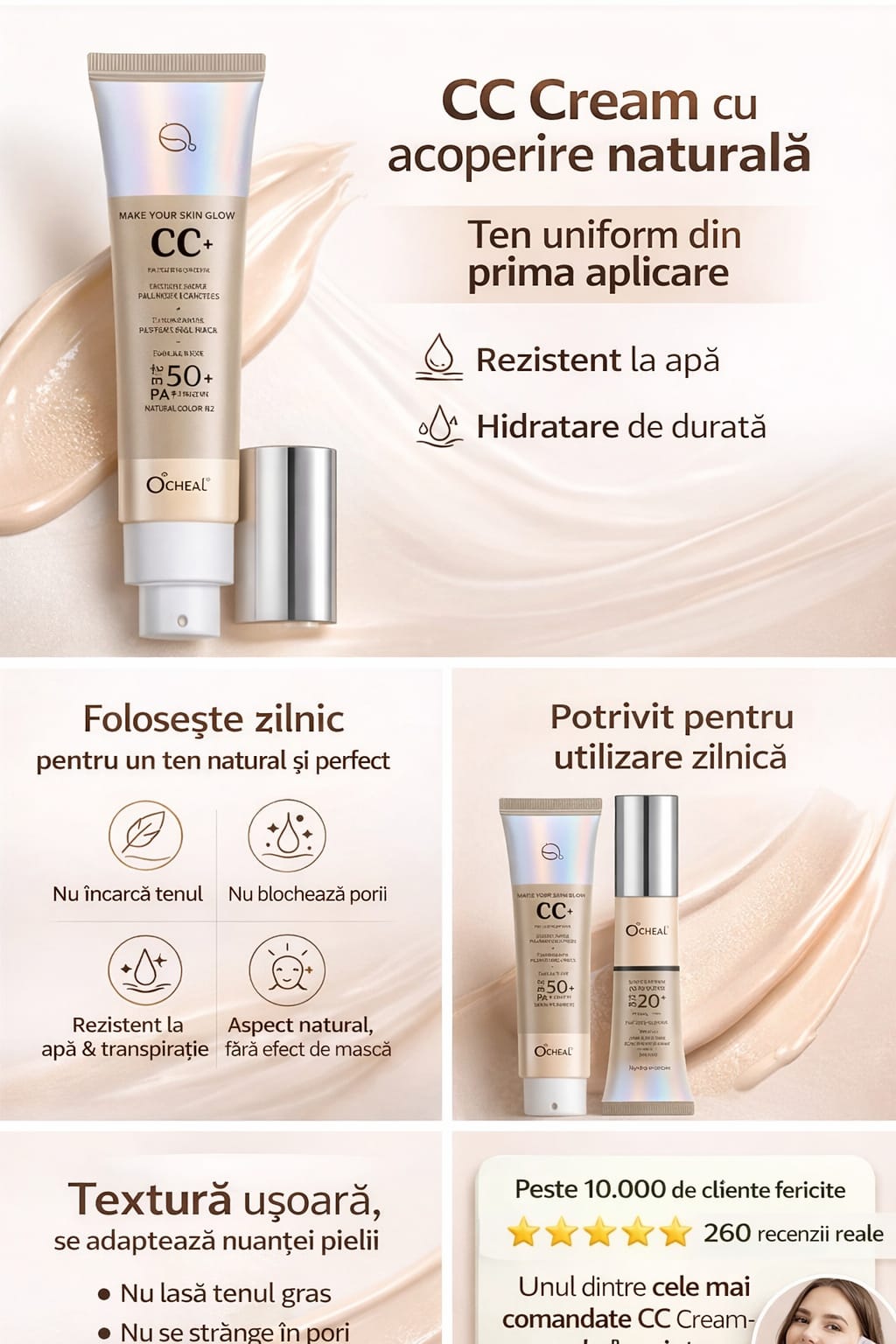 CC Cream Ten Natural Rezistent la Apa- NATURAL COLOR #02